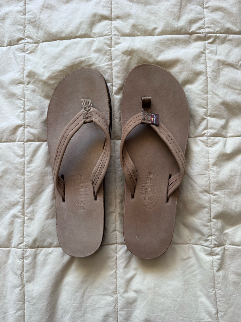 Rainbow Leather Flip Flops